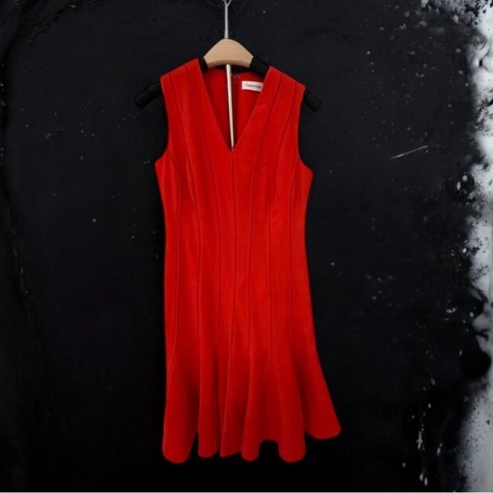 Calvin Klein red dress sleeveless small petite